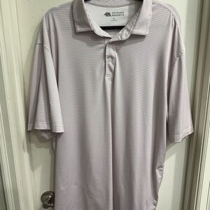Onward Reserve White and Red/Blue Striped Performance Polo Shirt